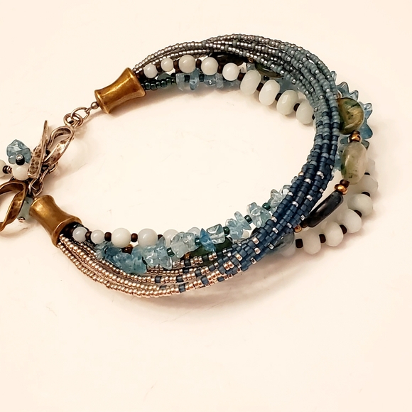 Multi-Strand Blue Bead & Gemstone Bracelet by SILPADA .925 toggle - Picture 3 of 8